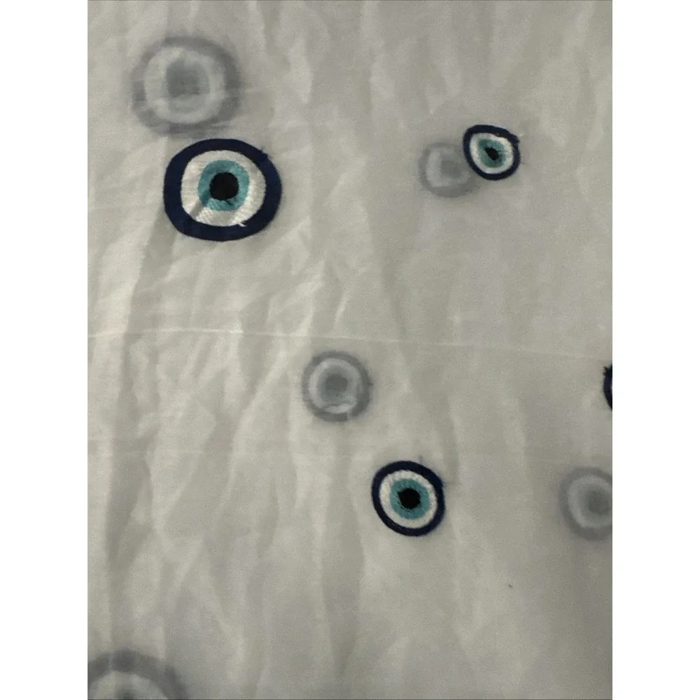 Evil Eye Embroidered White Semi Sheer Scarf 68x27